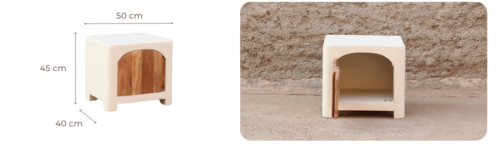 Mesilla de noche de madera de acacia y cemento Kurli