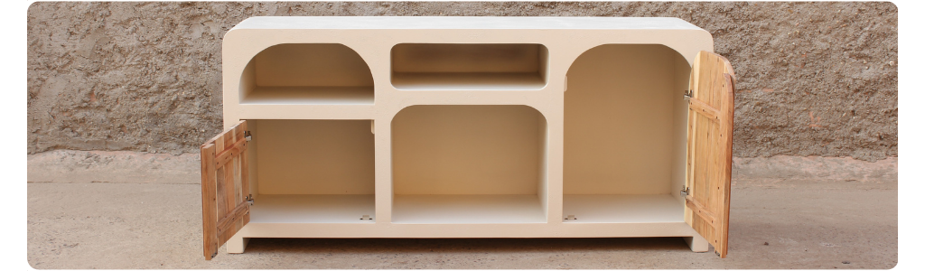 Aparador de madera de acacia y cemento Kurli