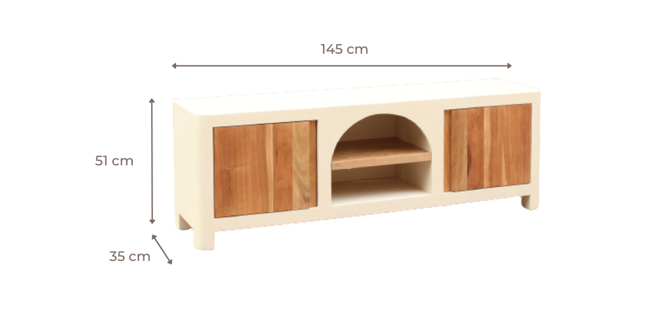Mueble de TV de madera de acacia y cemento Kurli