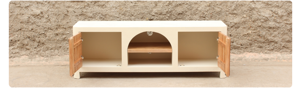 Mueble de TV de madera de acacia y cemento Kurli