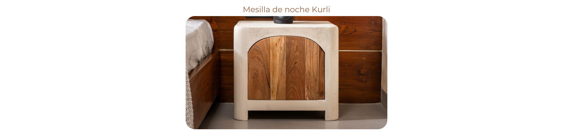 Mesilla de noche de madera de acacia y cemento Kurli