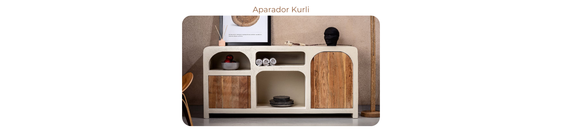 Aparador de madera de acacia y cemento Kurli