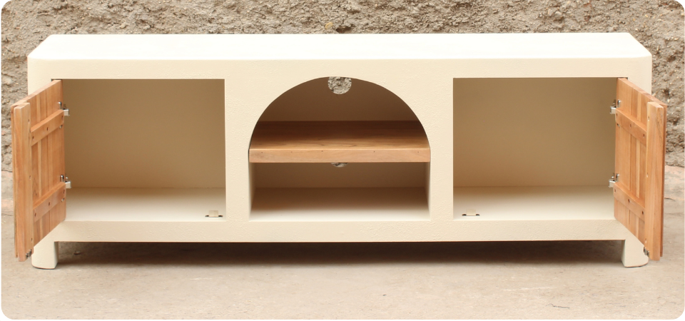 Mueble de TV de madera de acacia y cemento Kurli