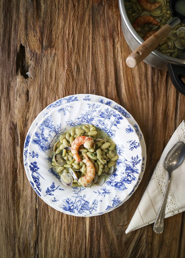 receta de verdinas con almejas y gamba roja