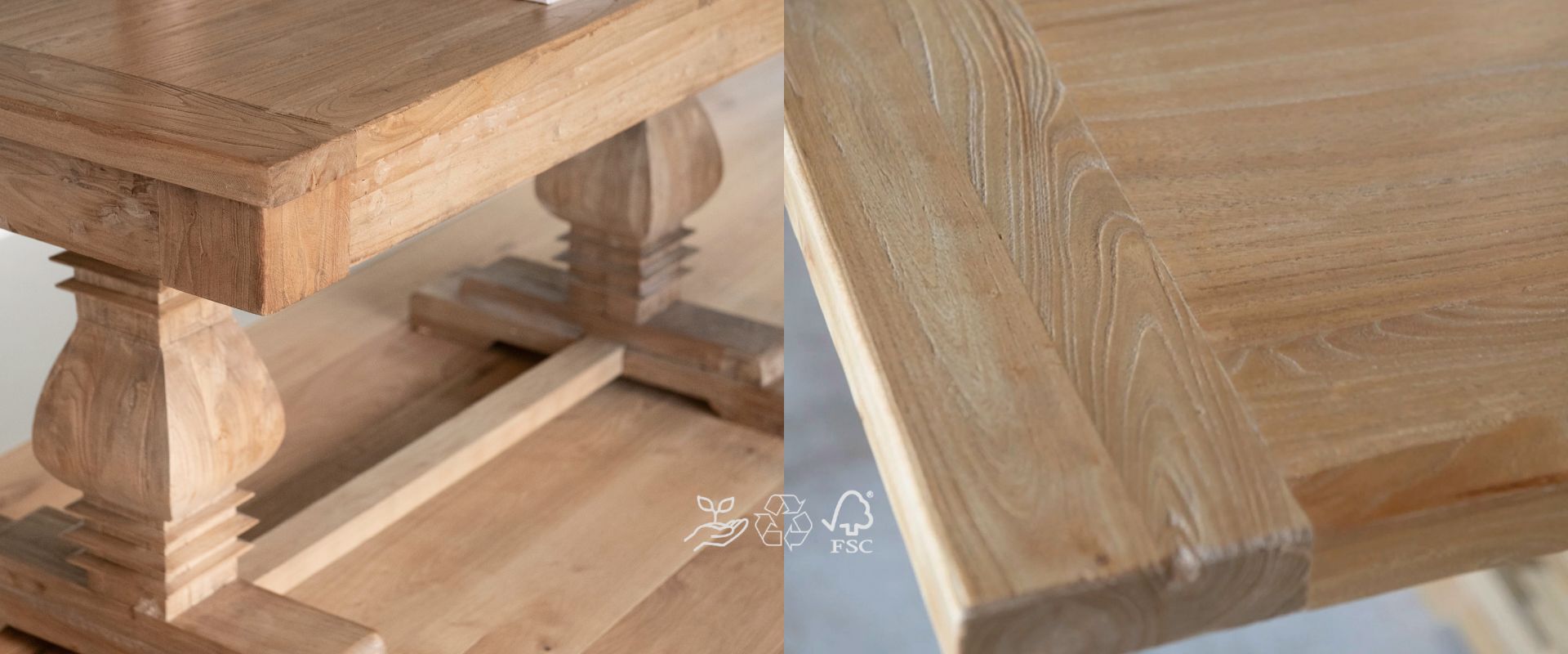 Muebles de madera de olmo reciclada