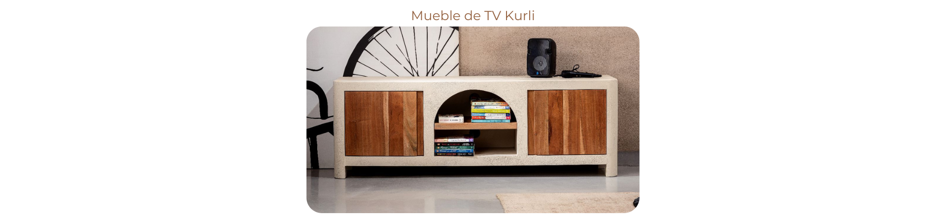 Mueble de TV de madera de acacia y cemento Kurli