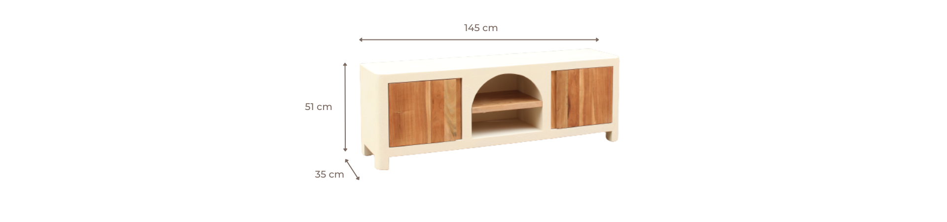 Mueble de TV de madera de acacia y cemento Kurli