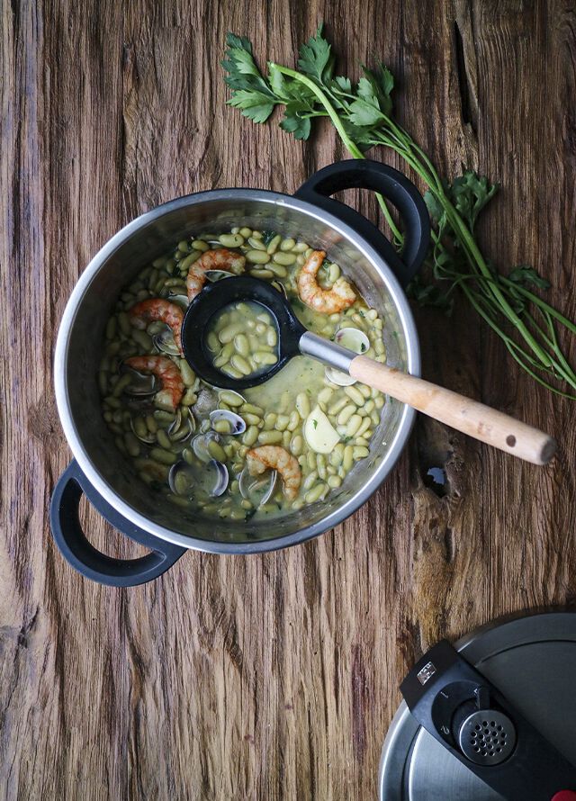 receta de verdinas con almejas y gamba roja