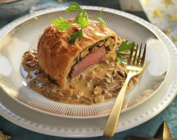 Receta de Solomillo Wellington con salsa de setas