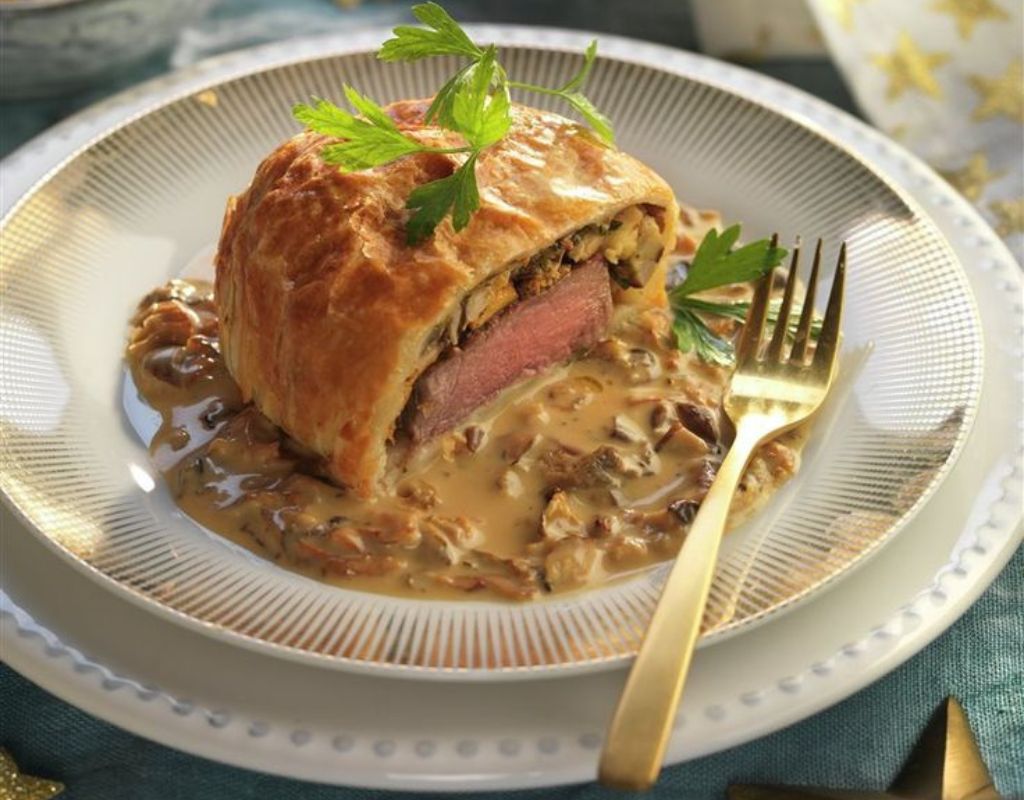 Receta solomillo Wellington con salsa de setas