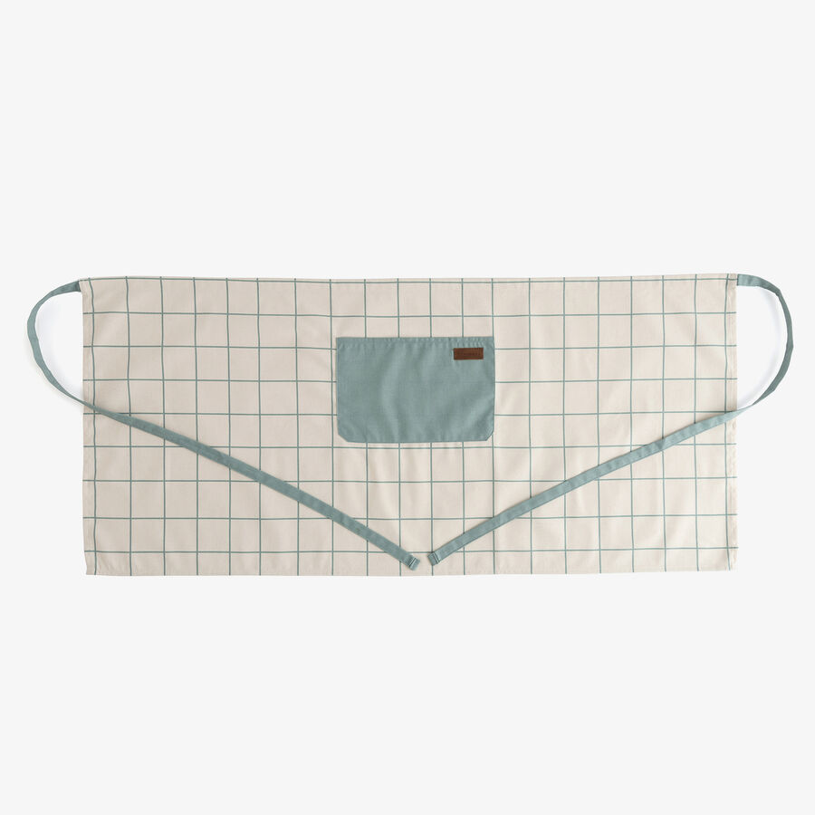 Delantal corto beige de algod&oacute;n y poli&eacute;ster Silvae 50x110cm