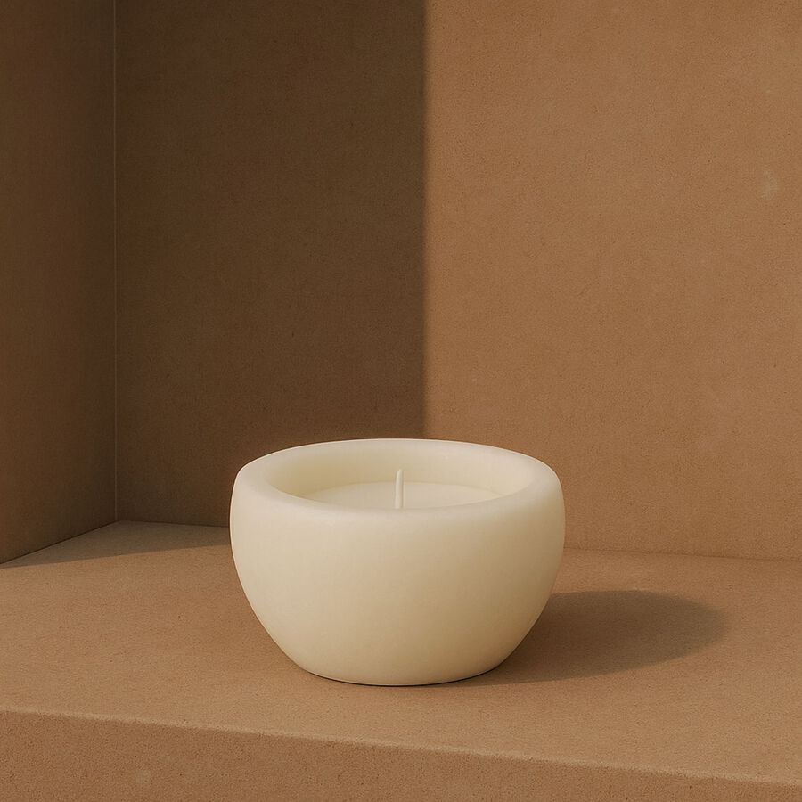 Vela decorativa en cuenco marfil &Oslash;14x8cm