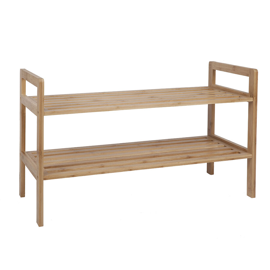 Zapatero con 2 estantes de bamb&uacute; 70x26x40cm