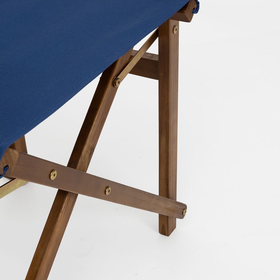 Silla plegable director de jardín azul de madera de acacia 90x56x52 cm