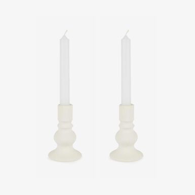 Set de 2 portavelas con velas blancas