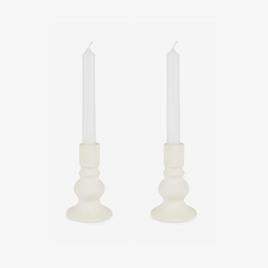 Set de 2 portavelas con velas blancas