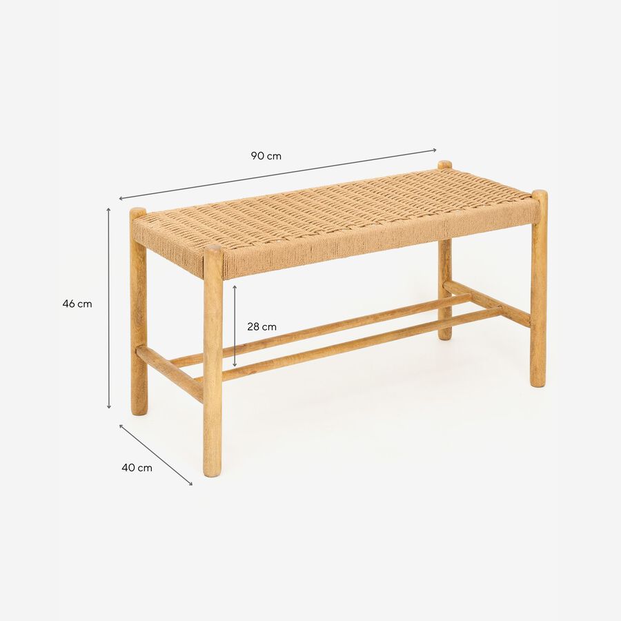 Banco de madera mango Insua 90x40x46cm