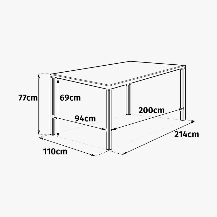 Mesa de comedor de jard&iacute;n extensible de aluminio caoba Evora 214x110x77cm