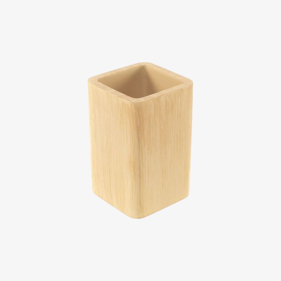Vaso portacepillos de resina efecto madera Mel 7x7x10,8cm