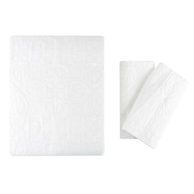 Colcha 240x260cm y 2 fundas de cojín color marfil