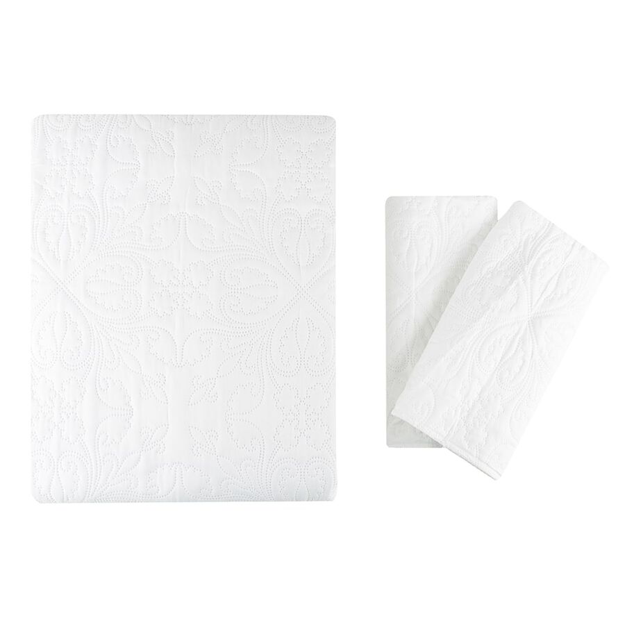 Colcha 240x260cm y 2 fundas de cojín color marfil