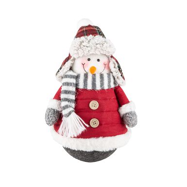 Figura decorativa Muñeco de nieve con abrigo rojo 42cm