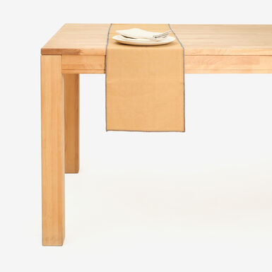 Camino de mesa de algodón con flecos mostaza 30x150cm