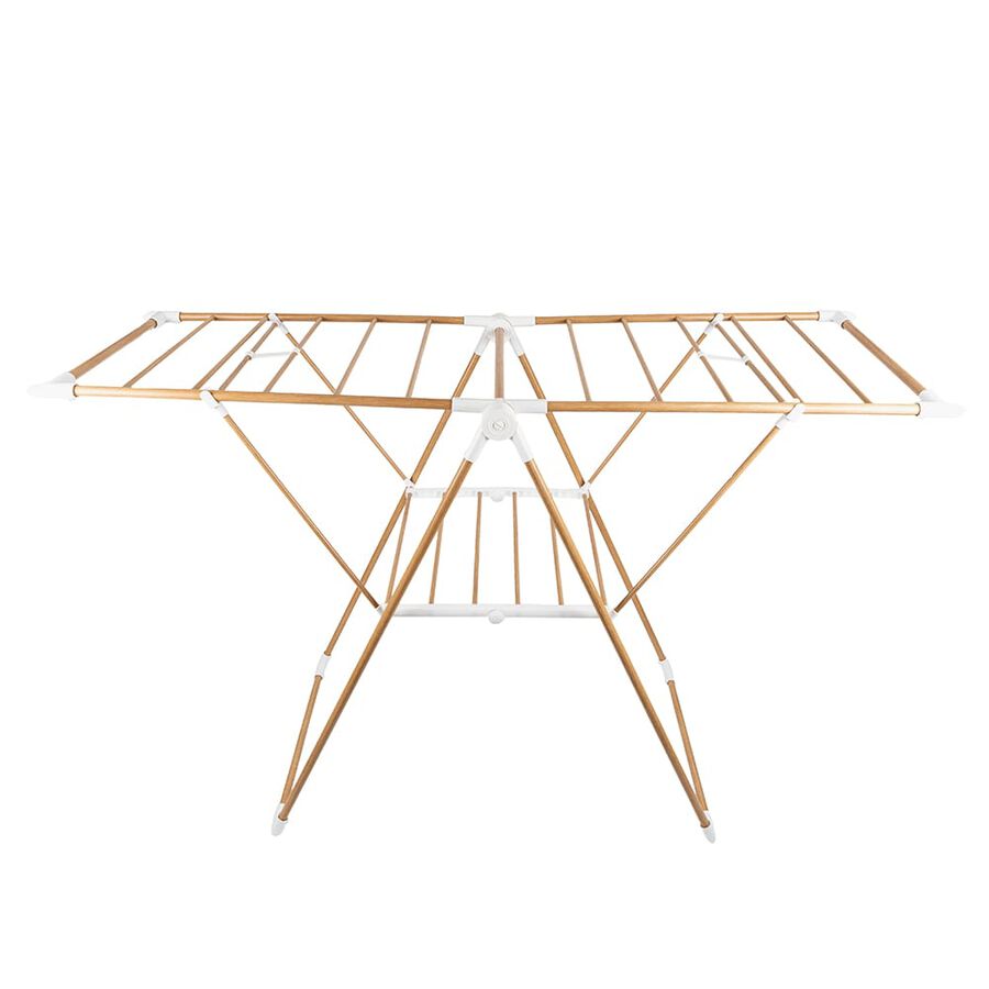 Tendedero plegable de acero inoxidable efecto madera 139x51x92cm