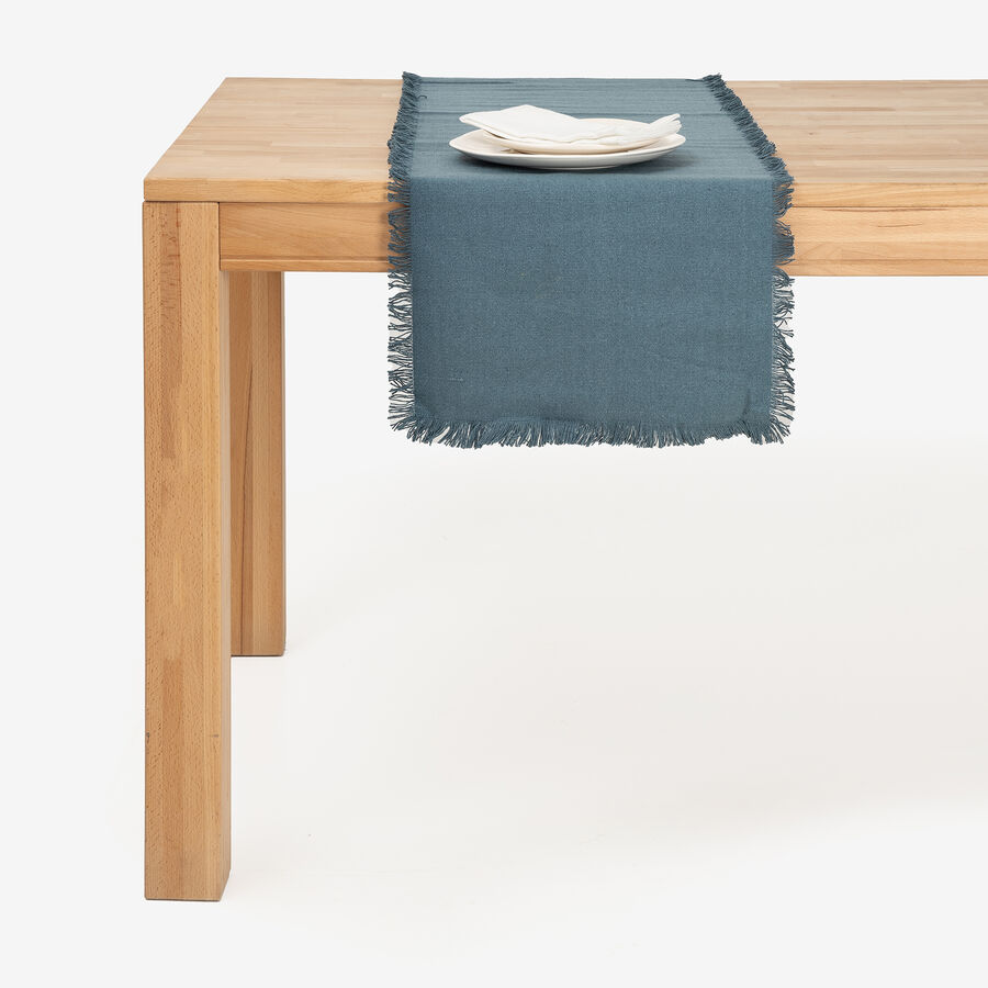 Camino de mesa de algodón azul Maya 140x38cm