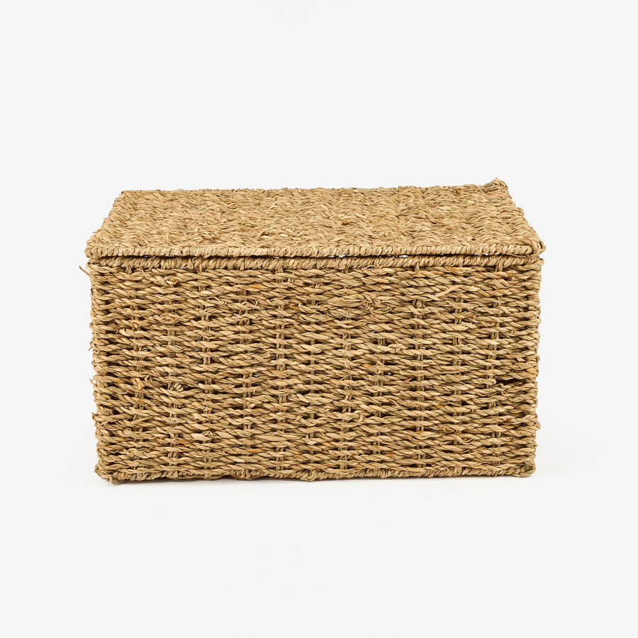 Cesta con tapa de fibras naturales Teris 34x24x18cm