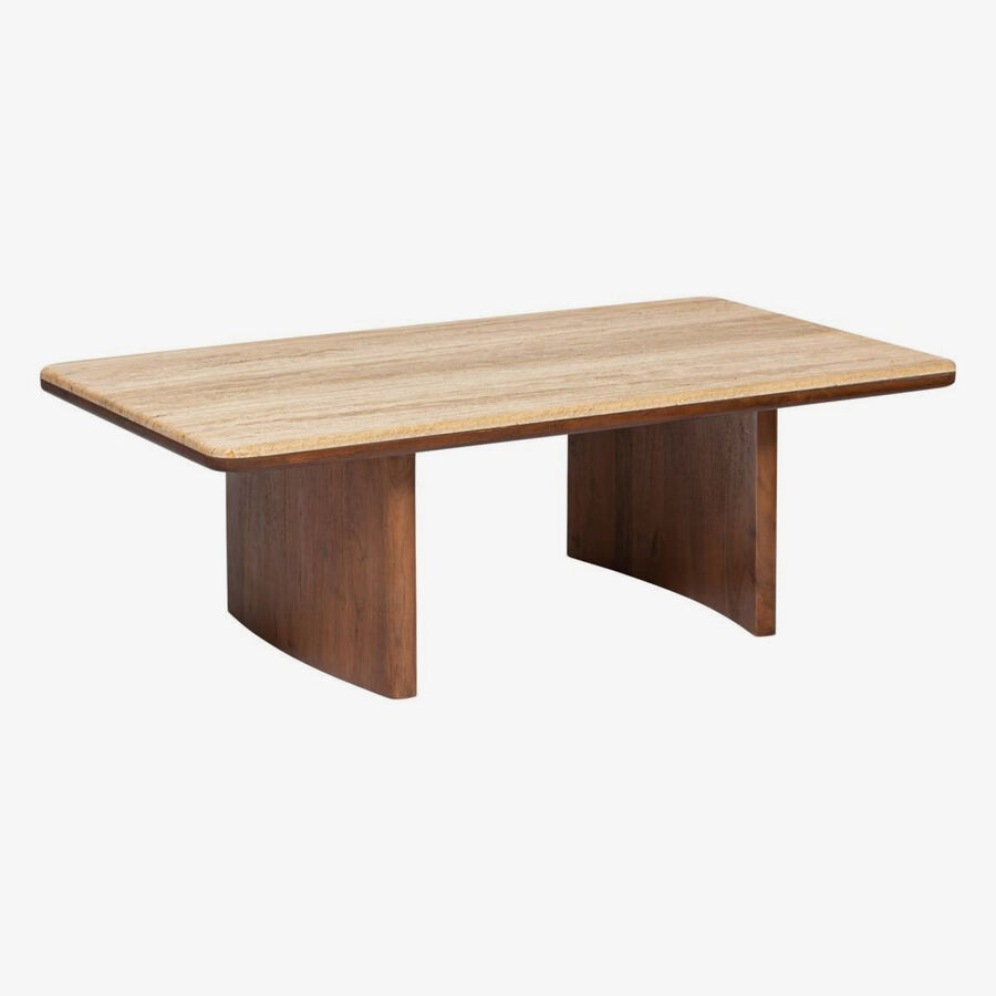 Mesa auxiliar de madera efecto travertino Wira 120x70cm 