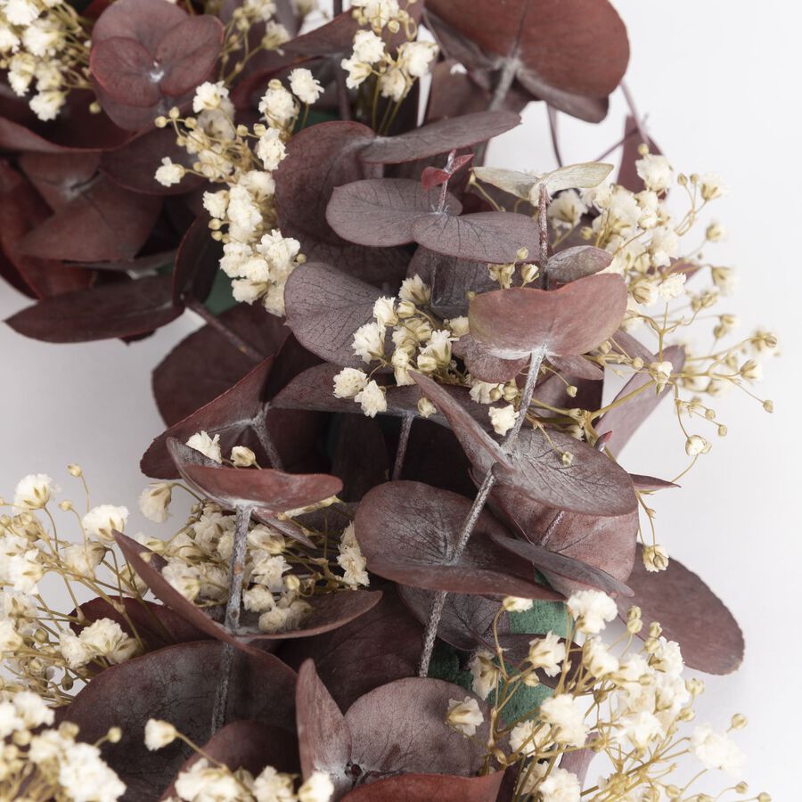 Corona de eucalipto granate