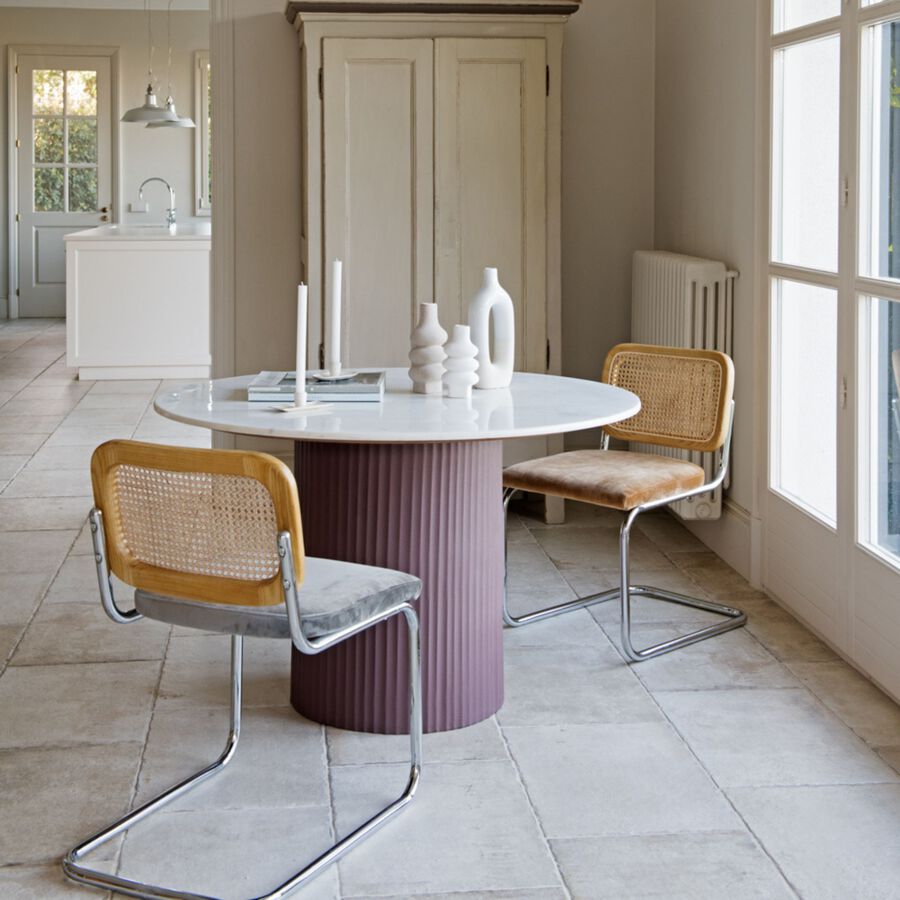 Mesa de comedor de acero y m&aacute;rmol Fide &Oslash;120x75cm Clau&Chloe