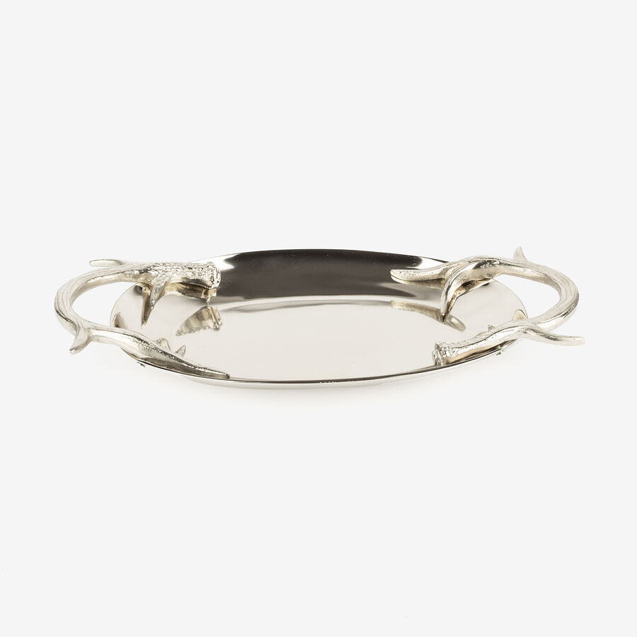 Centro de mesa e aluminio plateado 54x27cm