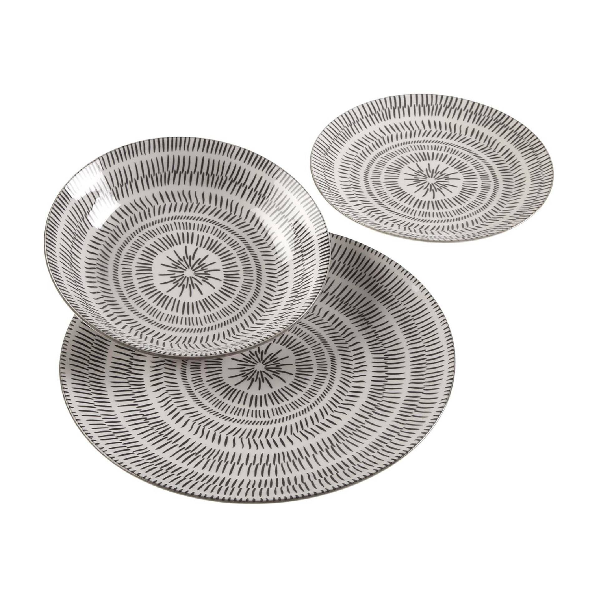 Vajilla de porcelana de 18 piezas gris Saik Casa Viva