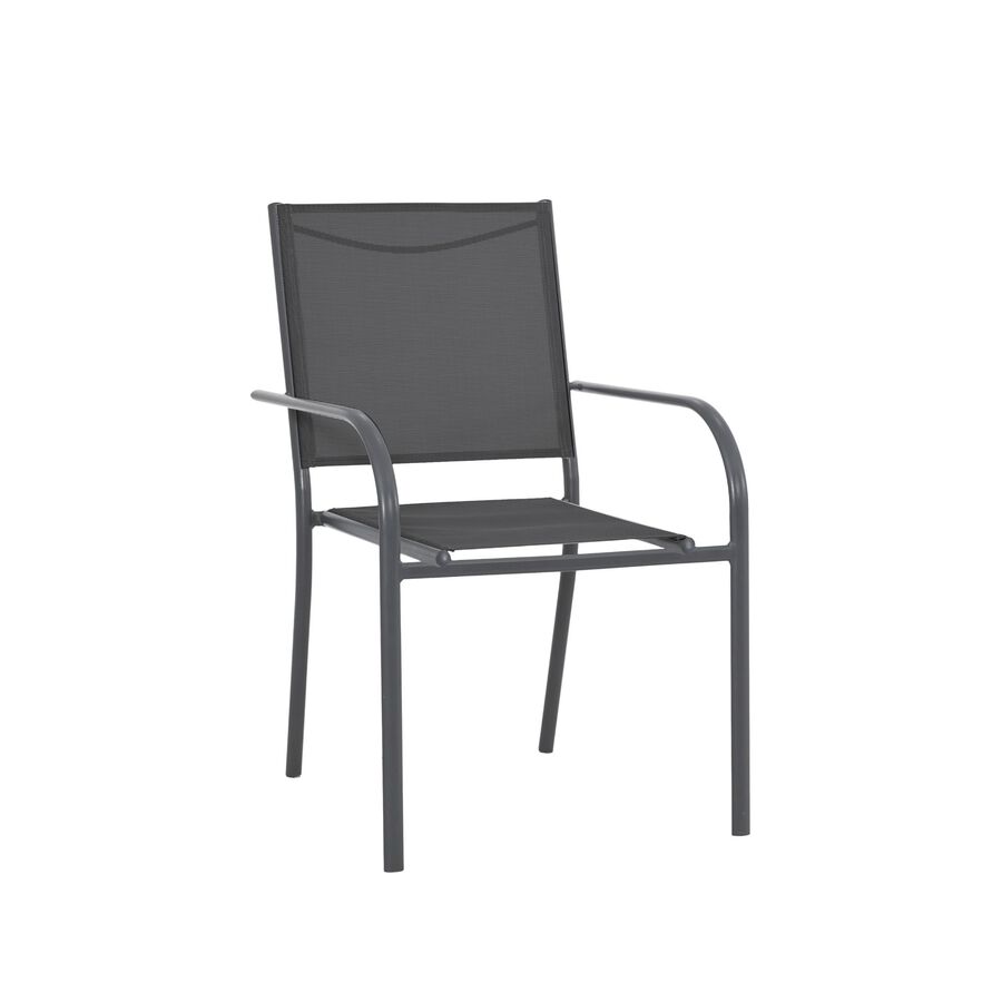 Silla de jard&iacute;n de aluminio y textiline gris 55x68x86cm