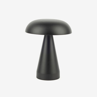 Lámpara de mesa inalámbrica LED recargable negra Seta Ø15x21cm