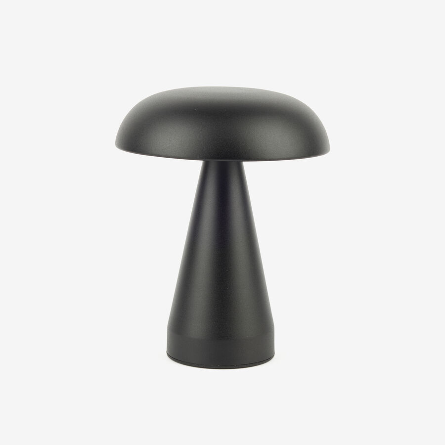 Lámpara de mesa inalámbrica LED recargable negra Seta Ø15x21cm
