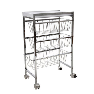 Carro de cocina con 3 estantes de acero 40x22x63cm