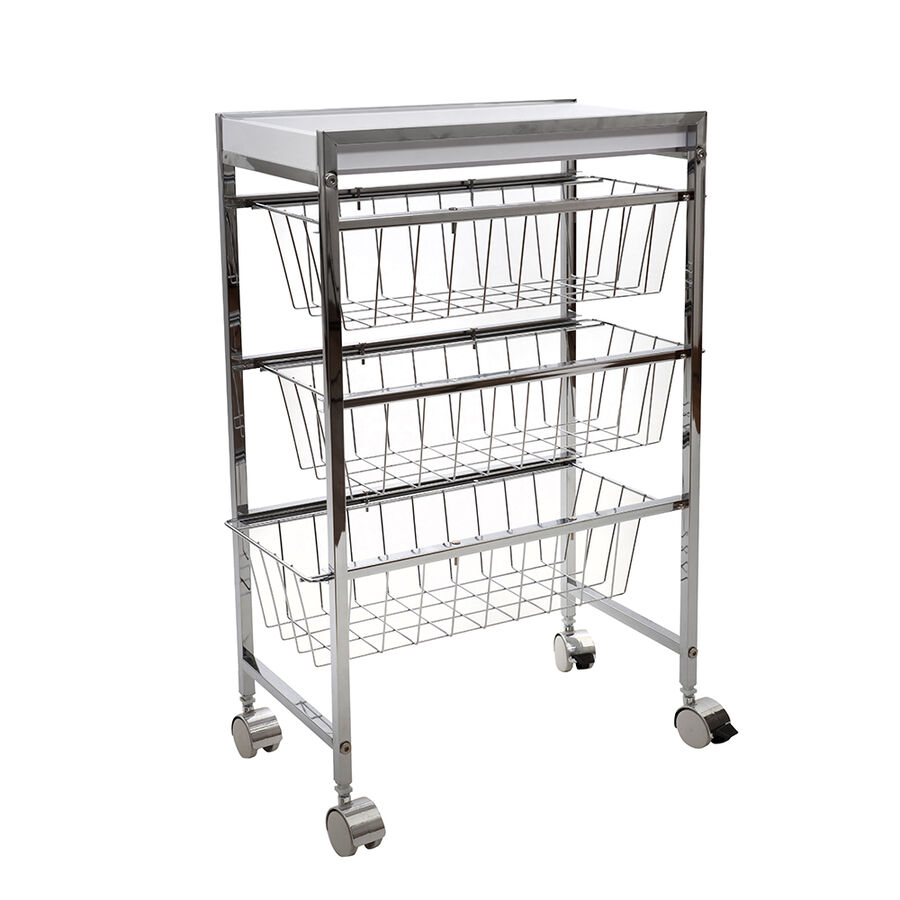 Carro de cocina con 3 estantes de acero 40x22x63cm