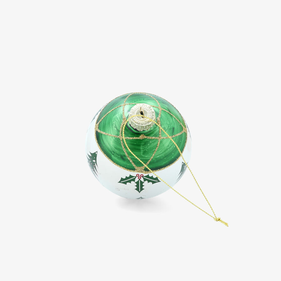 Bola de Navidad blanca y verde de cristal &Oslash;8cm