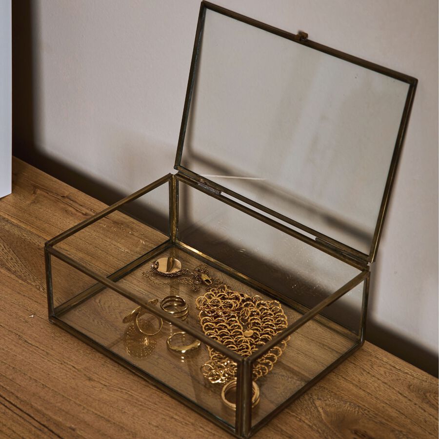 Joyero de cristal latón Antique 18x12,5x7cm