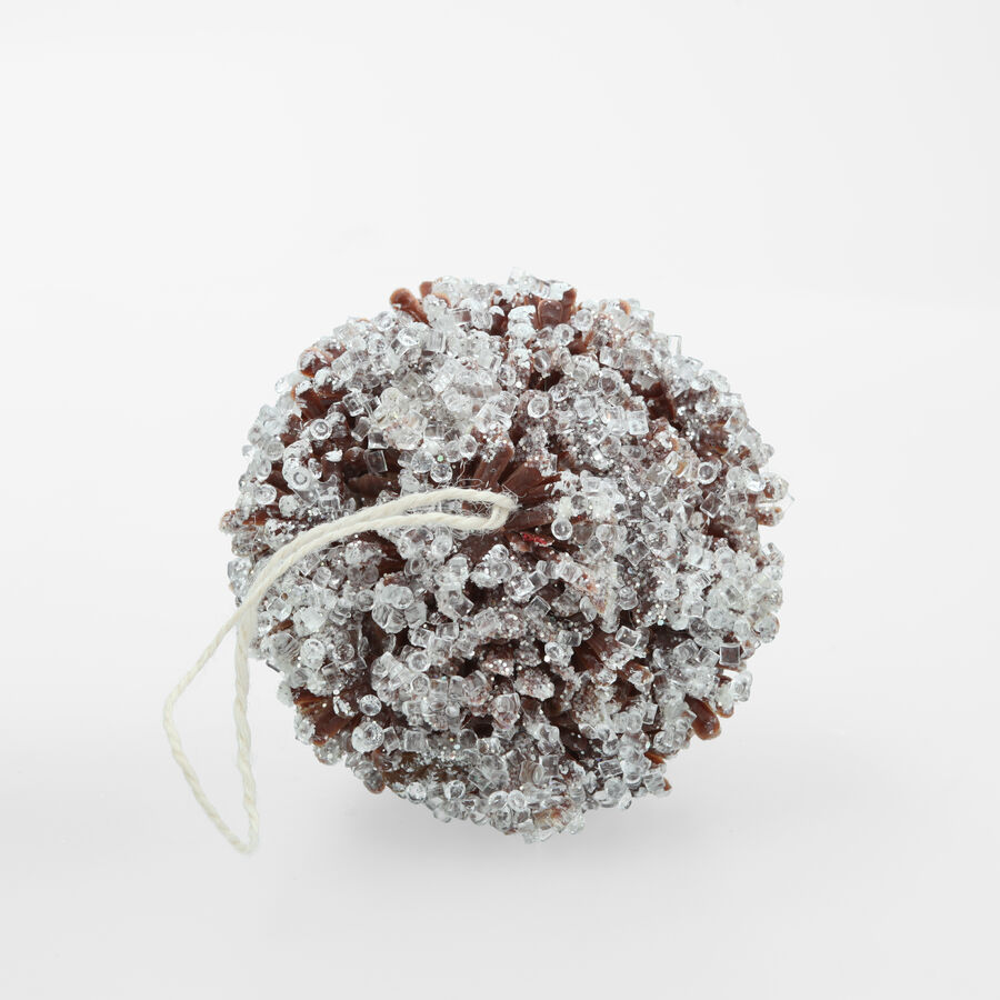 Bola de Navidad de bellota efecto nevado 10cm