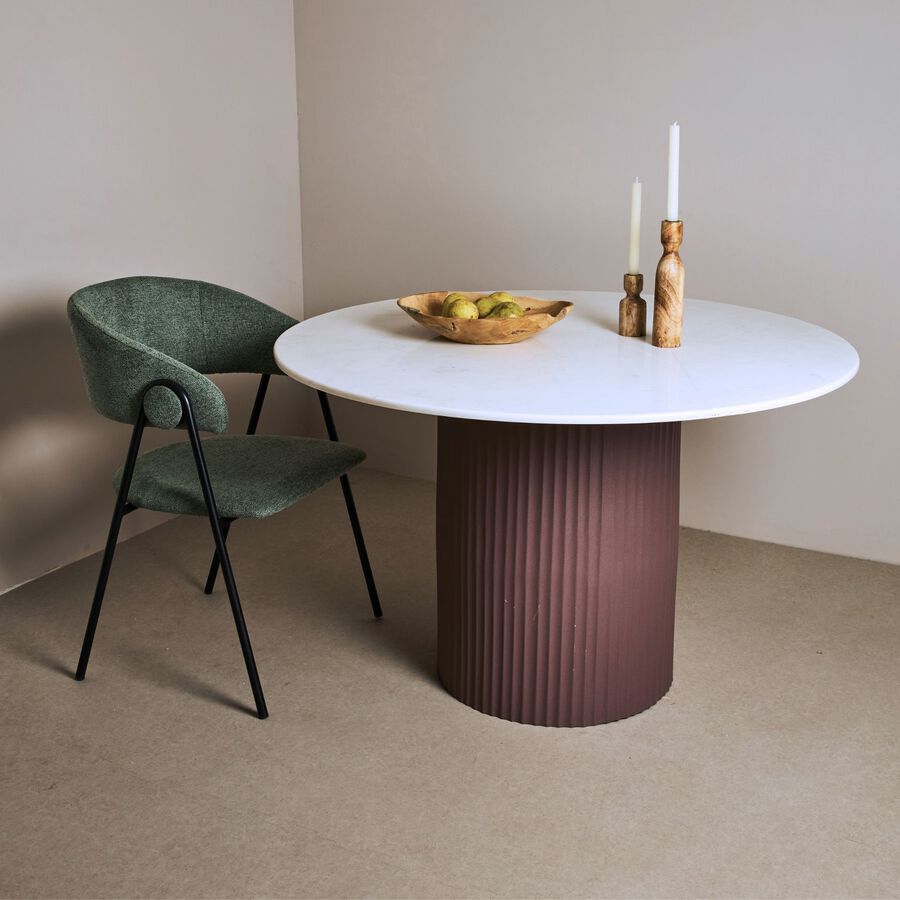 Mesa de comedor de acero y m&aacute;rmol Fide &Oslash;120x75cm Clau&Chloe