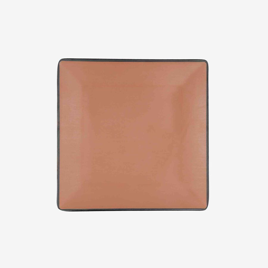 Plato cuadrado de melamina marr&oacute;n y negro Gio 21,5cm