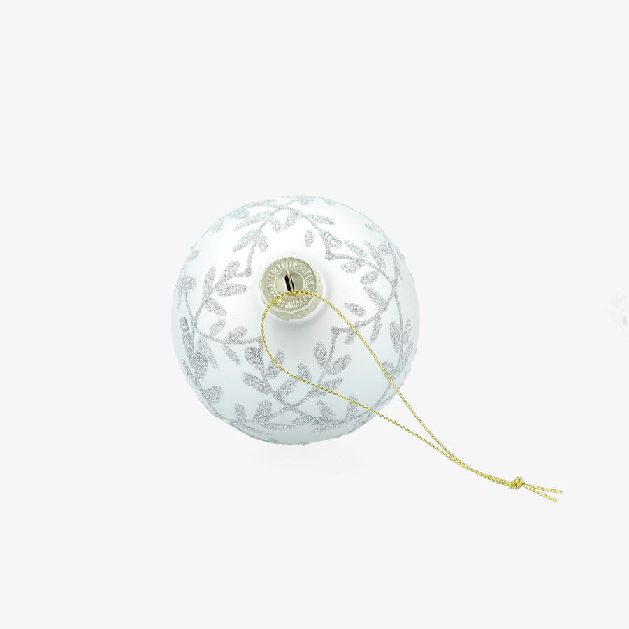Bola de Navidad blanca y plateada de cristal &Oslash;8cm