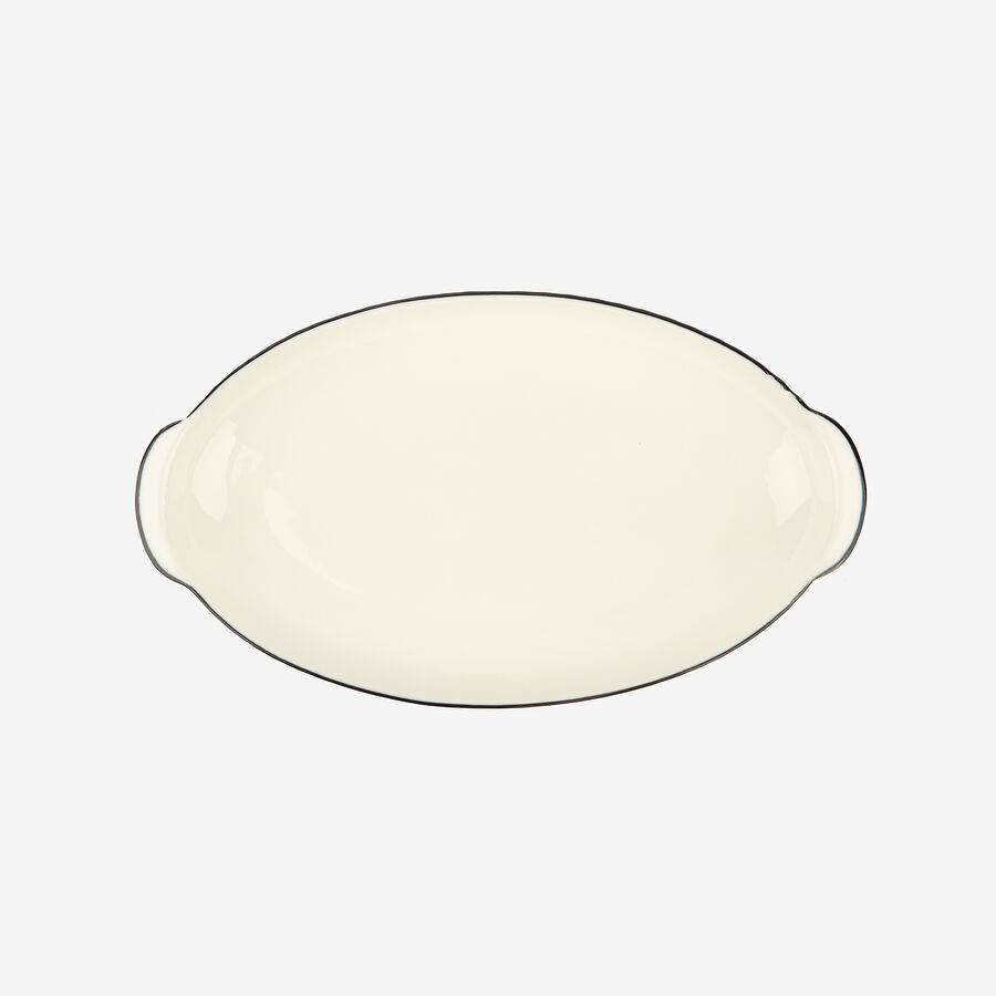 Bandeja para servir ovalada de cerámica blanca 30cm