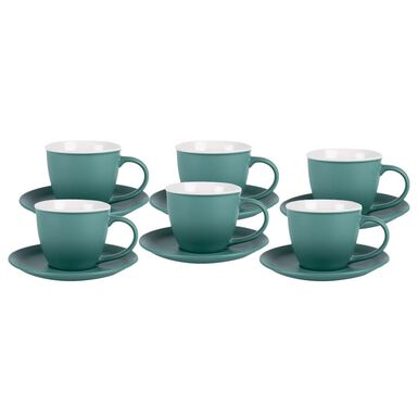 Taza de té con plato de cerámica verde 23cl