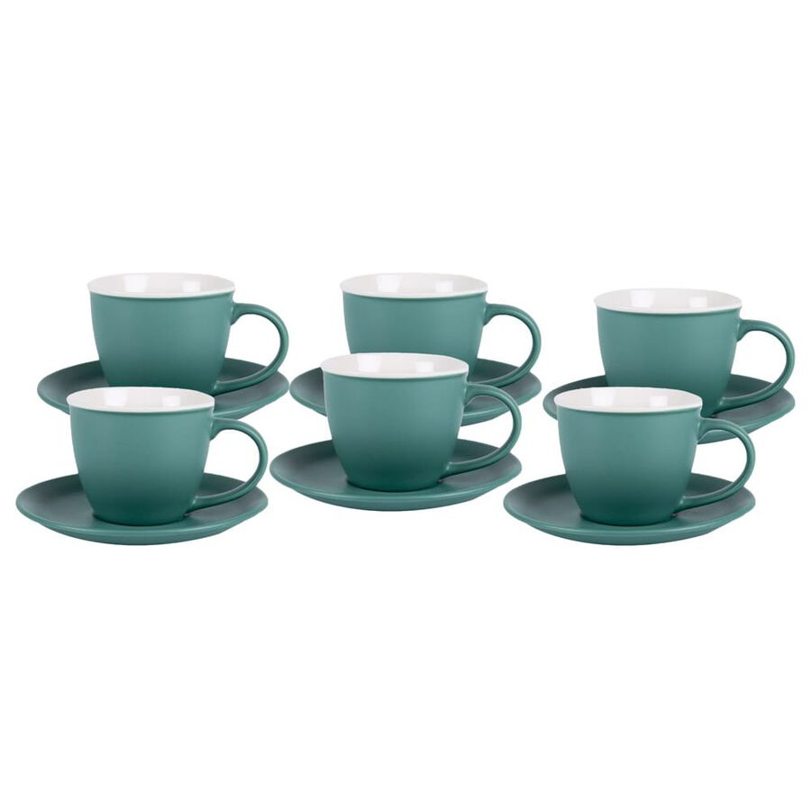 Taza de té con plato de cerámica verde 23cl
