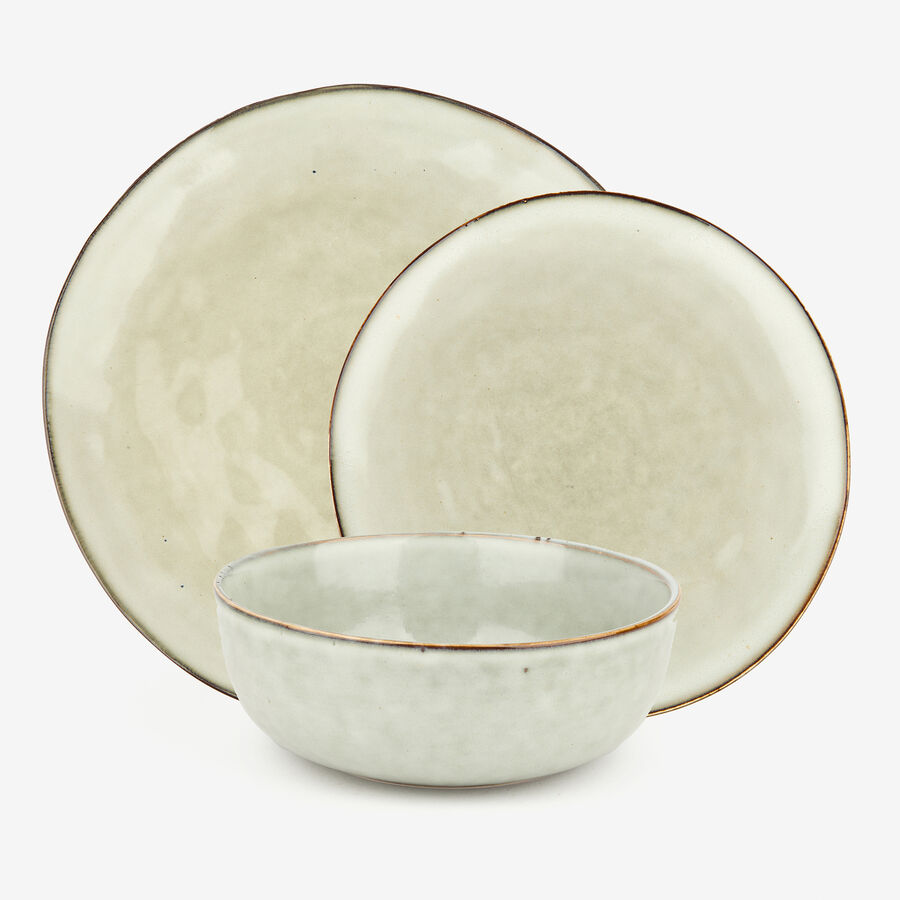 Vajilla de 12 piezas de cerámica gris Veiga